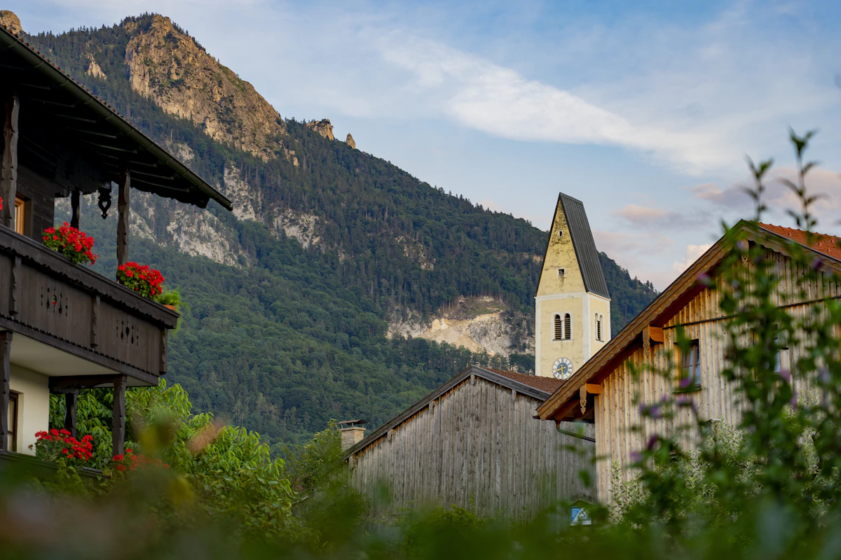 Traditional Bavarian village in Füssen Allgäu - historic architecture and alpine scenery